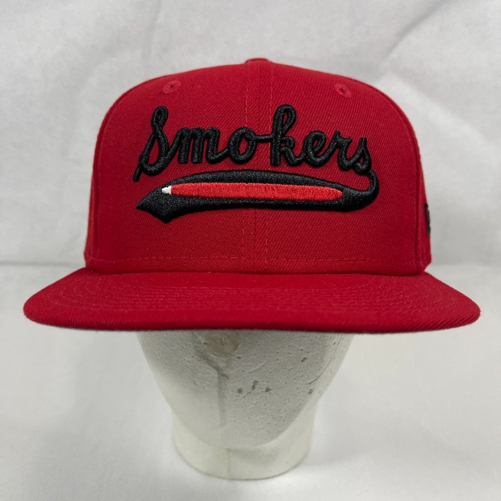 New Era 59Fifty TAMPA SMOKERS SCARLET 7 1/4" FITTED HAT MiLB GREY UV Barely Worn